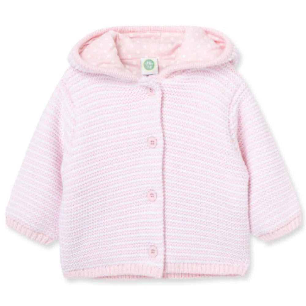 Little Me Pink Striped Cable Cardigan Sweater, 3M